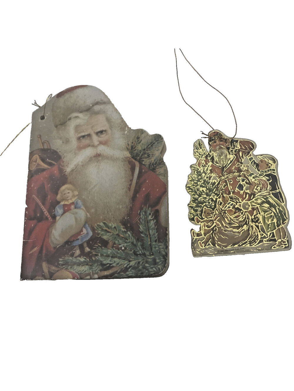 Vintage Santa Paper Book Ornament And 1982 Merrimack Publ Corp Tag Christmas
